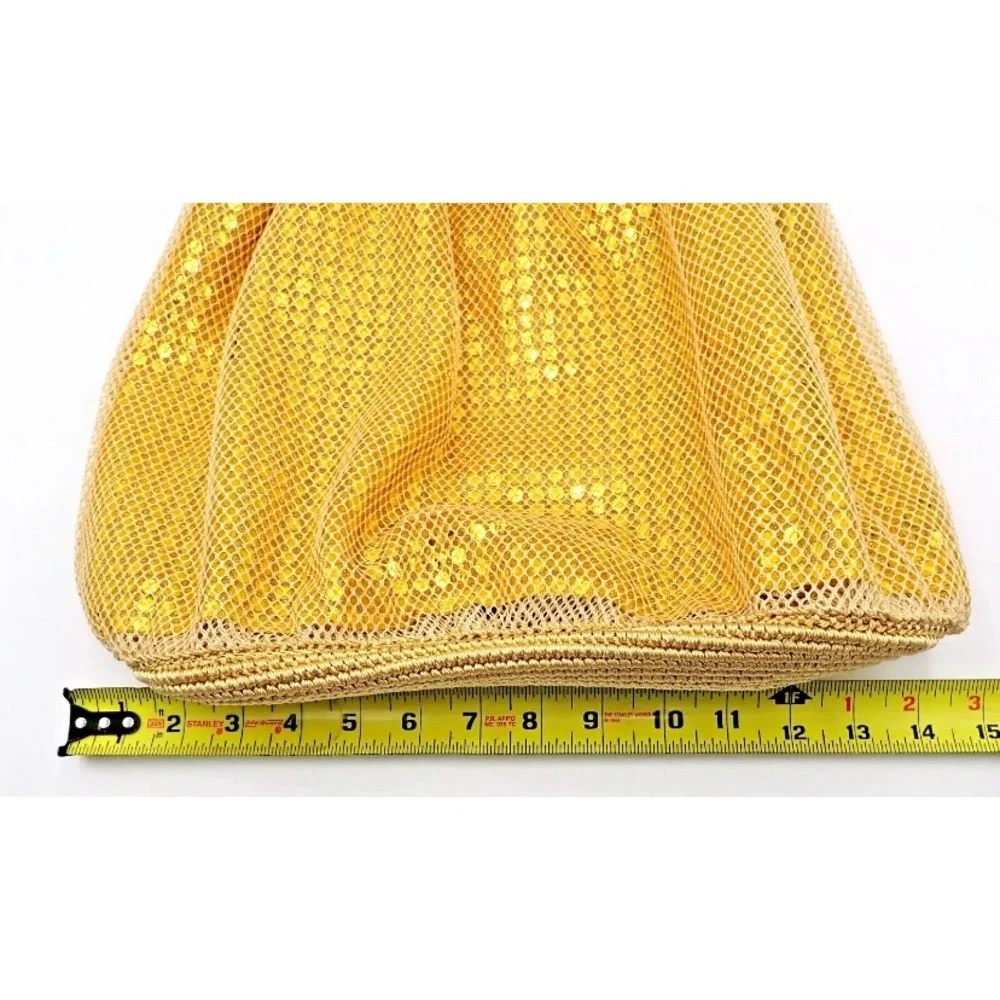 Vintage Gap Gold Mesh Handbag Knit Sequins Round Handle